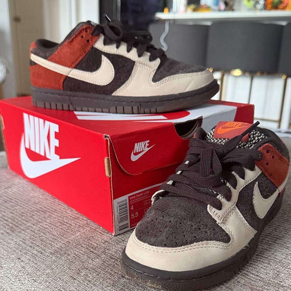 Nike Dunk Low in Black, Cream, and Red